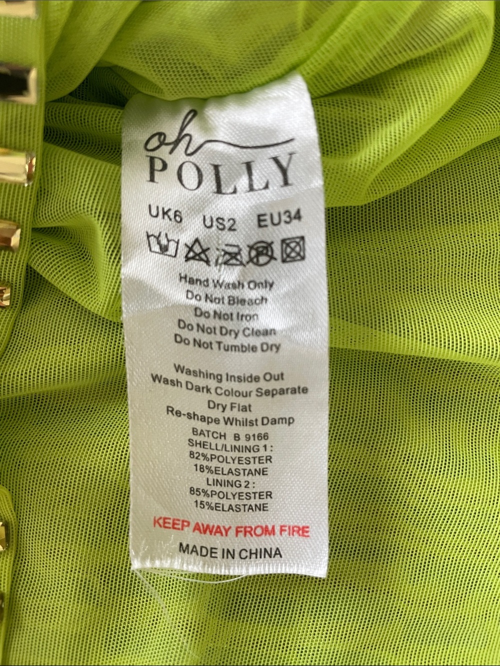 Oh Polly Aurora Embellished Bandeau Mini Dress in Pear Green Disco Ball - Picture 12 of 12